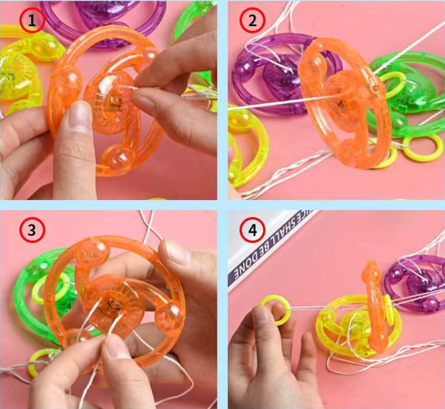 3/6/9Pcs New Luminous Hand Pull Luminous Flashing Rope Flywheel Toy Led Light Toy Novelty Children Flywheel Flash Gyro Gift Toys
