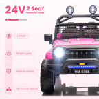 24V Two Seater Electric Car for Kids, Ride on Car with Remote Control, with 3 Speeds Adjustable, LED Headlight, Bluetooth, Music