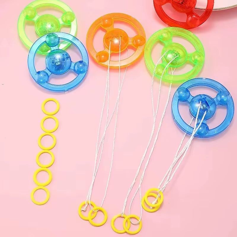 3/6/9Pcs New Luminous Hand Pull Luminous Flashing Rope Flywheel Toy Led Light Toy Novelty Children Flywheel Flash Gyro Gift Toys