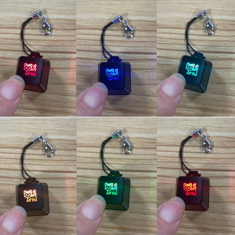 RGB Backlit Cherry MX Key Switch Shaft Tester Keychain Mechanical Keyboards Switch Testing Tool Stress Relief Toys
