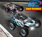 1:16 80Km/H Brushless RC Drift Car with LED Lights  Electric High Speed Racing Remote Control Monster Truck for Kids Adults