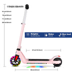 Electric Scooter for Kids Ages 6-12,120W Motor,10 MPH Max Speed & 7 Miles,Colorful Lights,Adjustable Height & Speed,Led