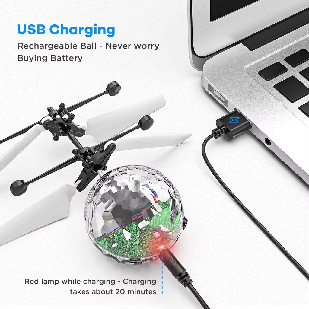 Led Light Suspension Crystal Ball Infrared Induction RC Gesture Control Colorful Glowing Toys Flying Unique Gift for Kids