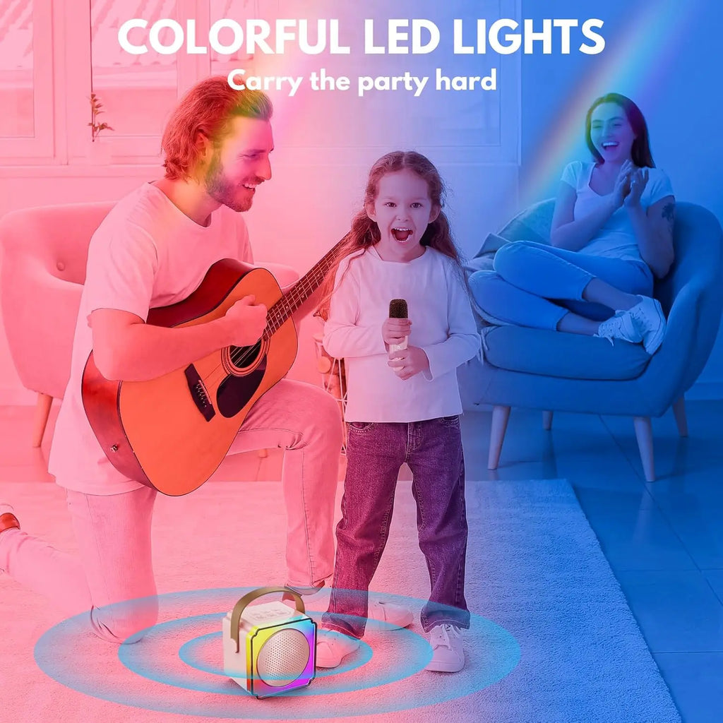 Karaoke Machine for Kids Portable Bluetooth Speaker with Wireless Microphones Birthday Family Party Gifts for Girls Boys Toys