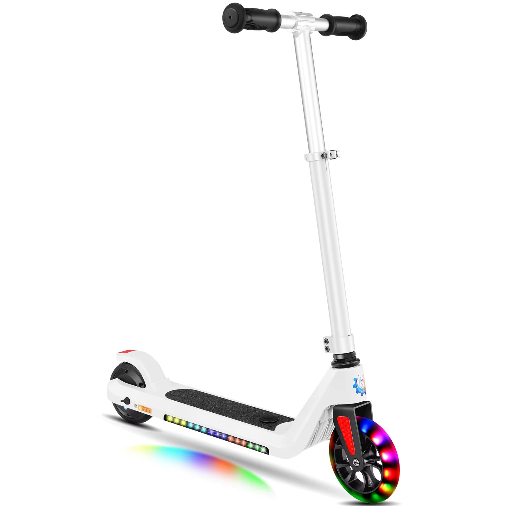 Electric Scooter for Kids Ages 6-12,120W Motor,10 MPH Max Speed & 7 Miles,Colorful Lights,Adjustable Height & Speed,Led