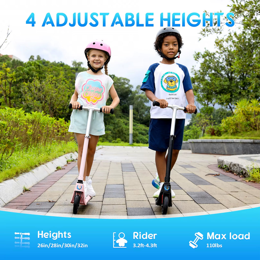 Electric Scooter for Kids Ages 6-12,120W Motor,10 MPH Max Speed & 7 Miles,Colorful Lights,Adjustable Height & Speed,Led
