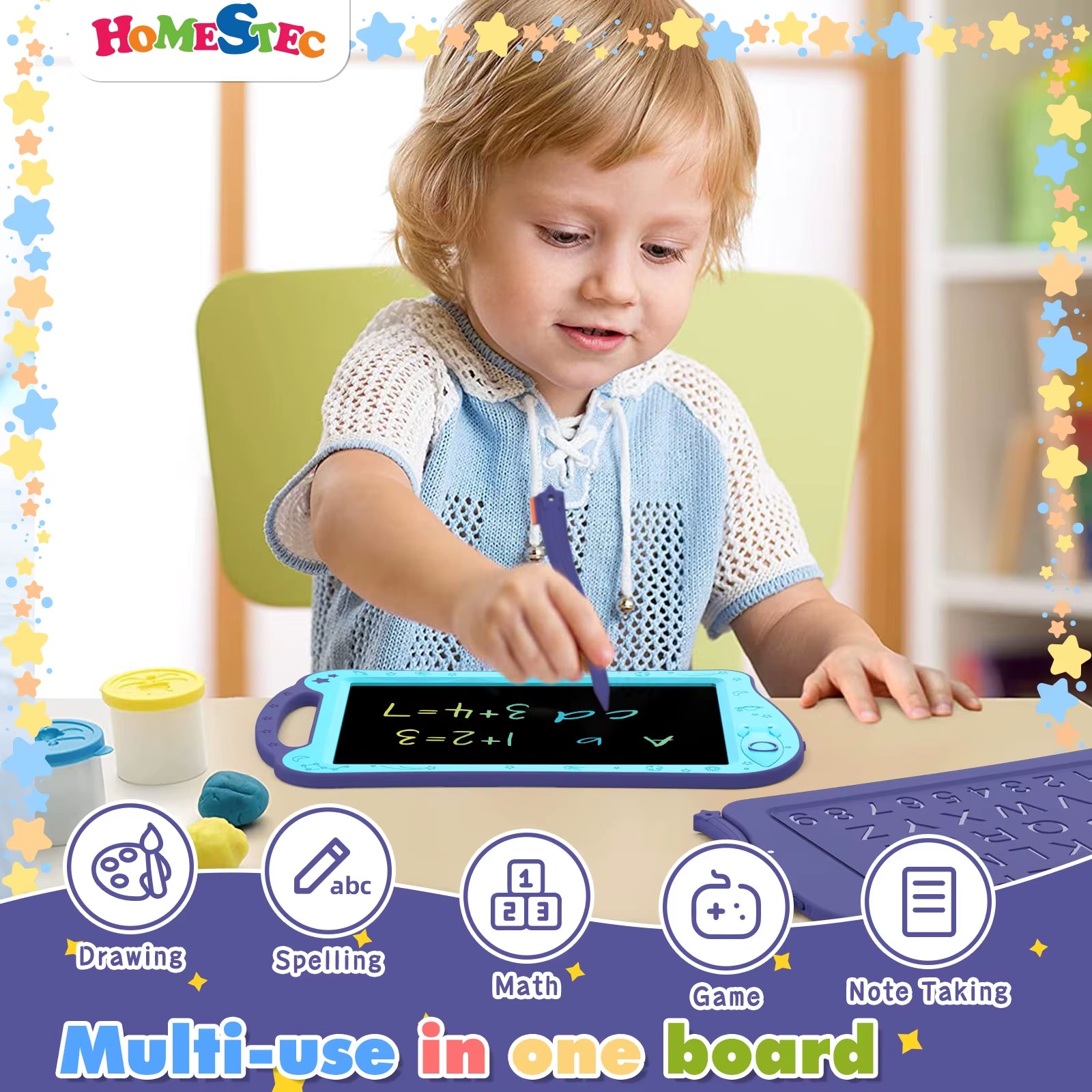 Astrodraw Colored Drawing Tablet for Kids Travel Activities Toy Space Doodle Board Autism Sensory Toddler Gifts for Birthday