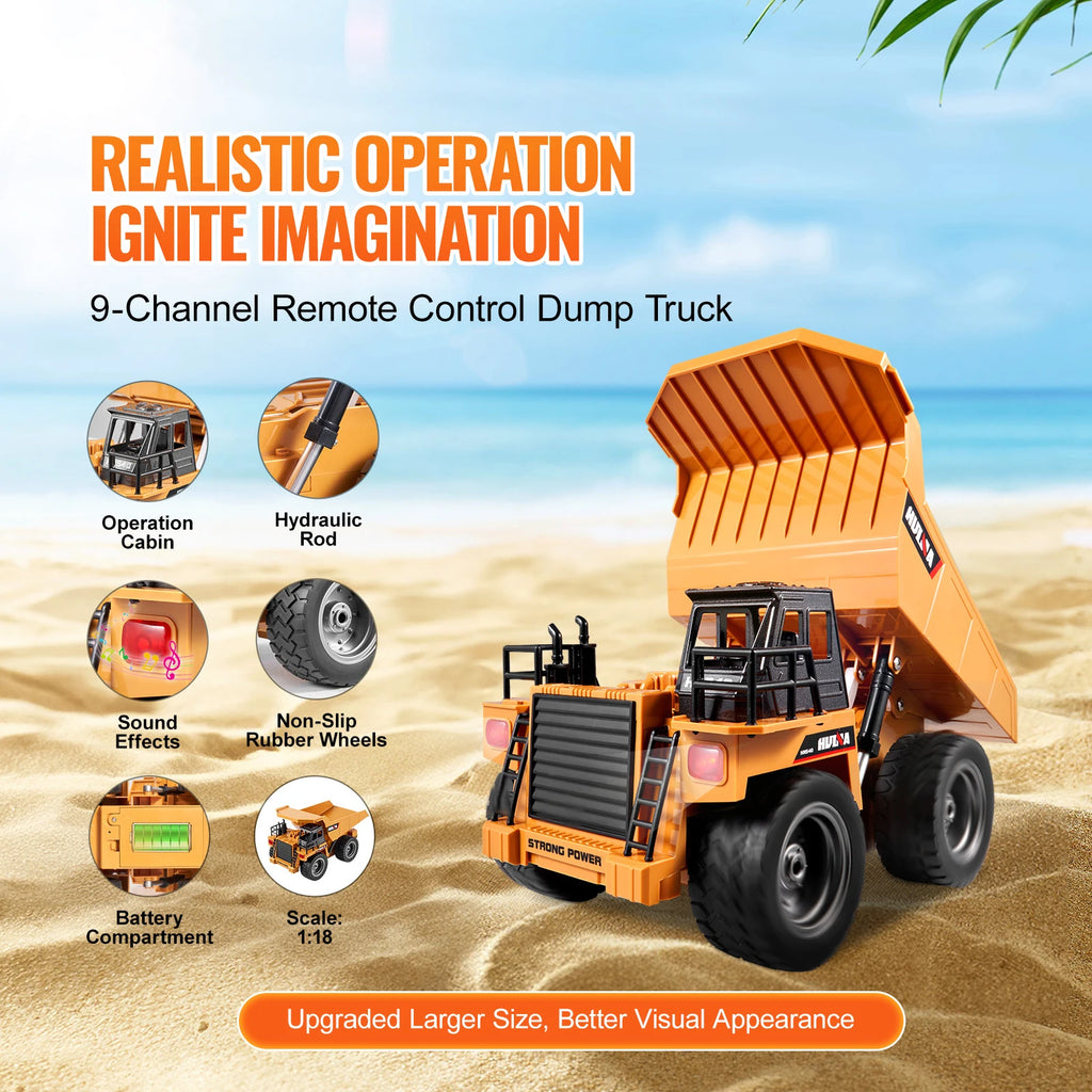 RC Car Children Toys Remote Control Dump Truck Toys 9-Channel with Battery for Toddlers Electric Car Kids Toys Gift
