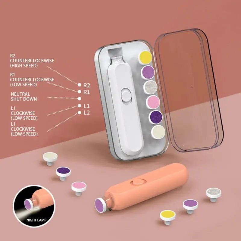Kids Electric Nail File 360 Degree Rotating Light up Nail Clipper Low Noise Children Nail File Lightweight Nail Clippers For