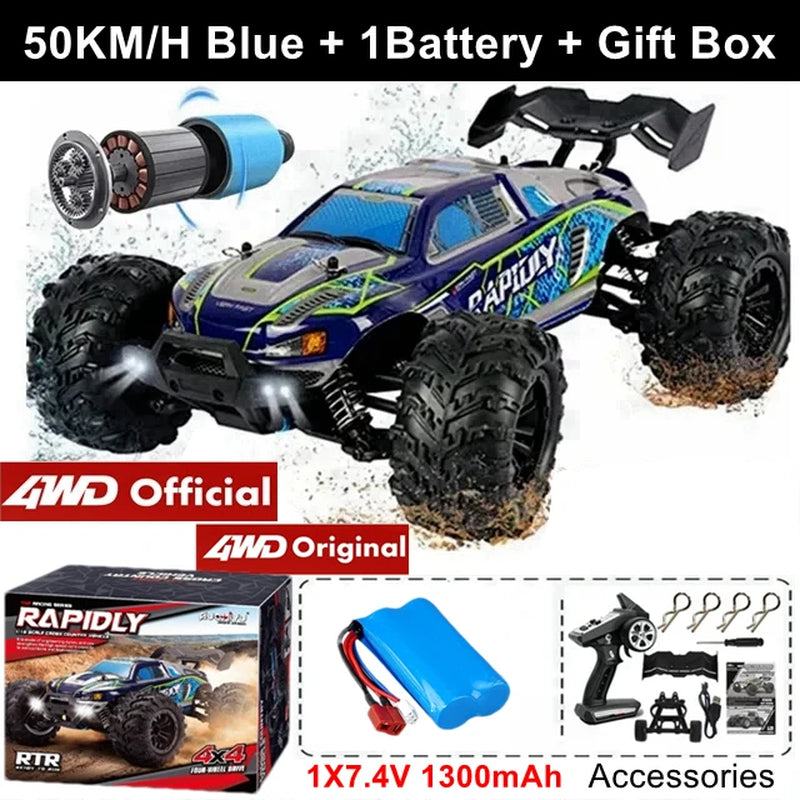 1:16 80Km/H Brushless RC Drift Car with LED Lights  Electric High Speed Racing Remote Control Monster Truck for Kids Adults
