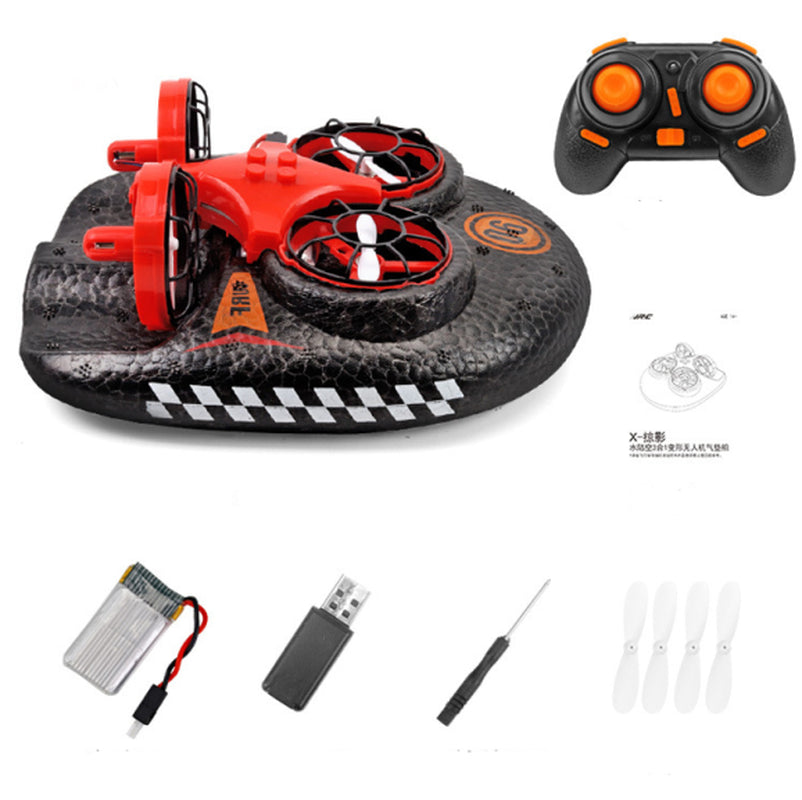 RC Boat Water Land and Air Four-Axis Hovercraft Three-In-One Multi-Function Toy One-Button Tumbling Mini Drone