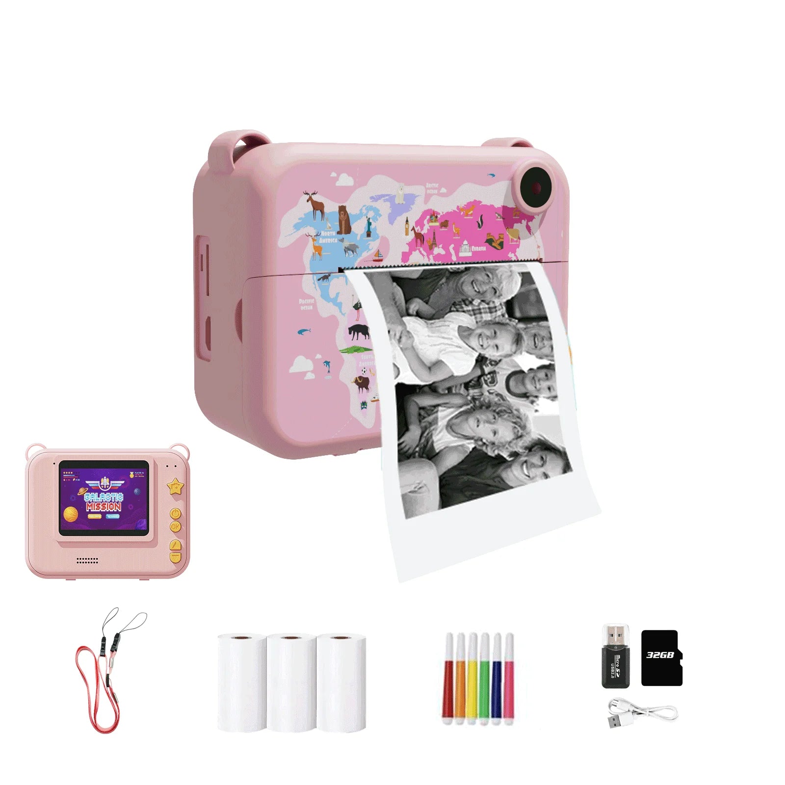 Digital Children Camera Photography Instant Print Photo Kids Video Recorder Mini Thermal Printer Video Educational Birthday Gift
