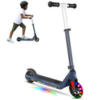 Electric Scooter for Kids Ages 6-12,120W Motor,10 MPH Max Speed & 7 Miles,Colorful Lights,Adjustable Height & Speed,Led
