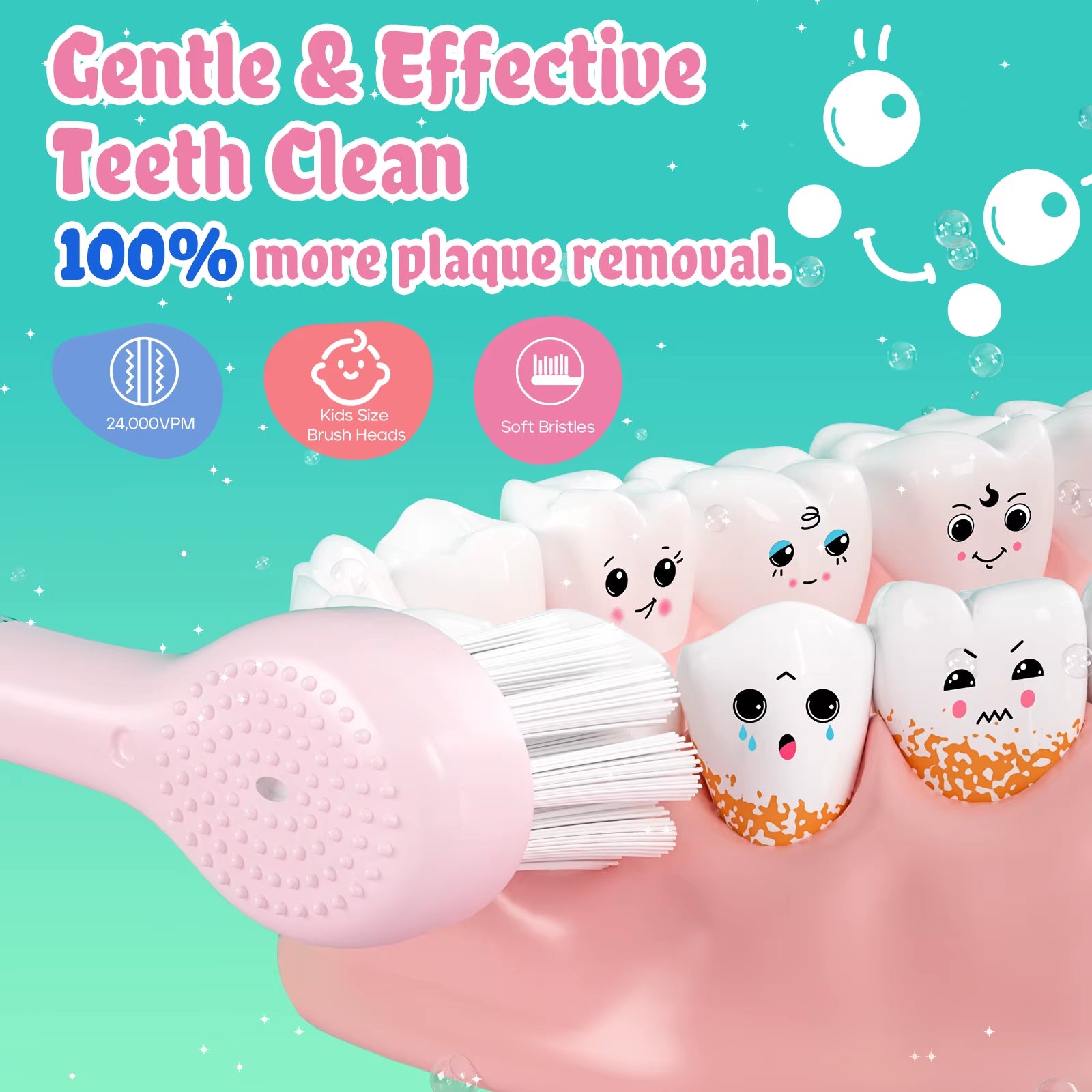 Kids Electric Toothbrush Child Dolphin Colorful Observing LED 2 Mins Smart Timer IPX7 Waterproof Teeth Cleaning