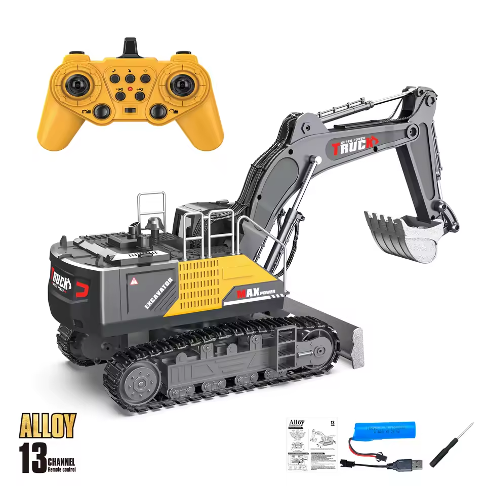 1/18 RC Spray Excavator Truck Alloy 17CH Engineering Vehicle Sound Lighting 680 Degree Rotation Car Kids Toys Boy Birthday Gift