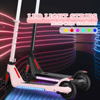 Electric Scooter for Kids Ages 6-12,120W Motor,10 MPH Max Speed & 7 Miles,Colorful Lights,Adjustable Height & Speed,Led
