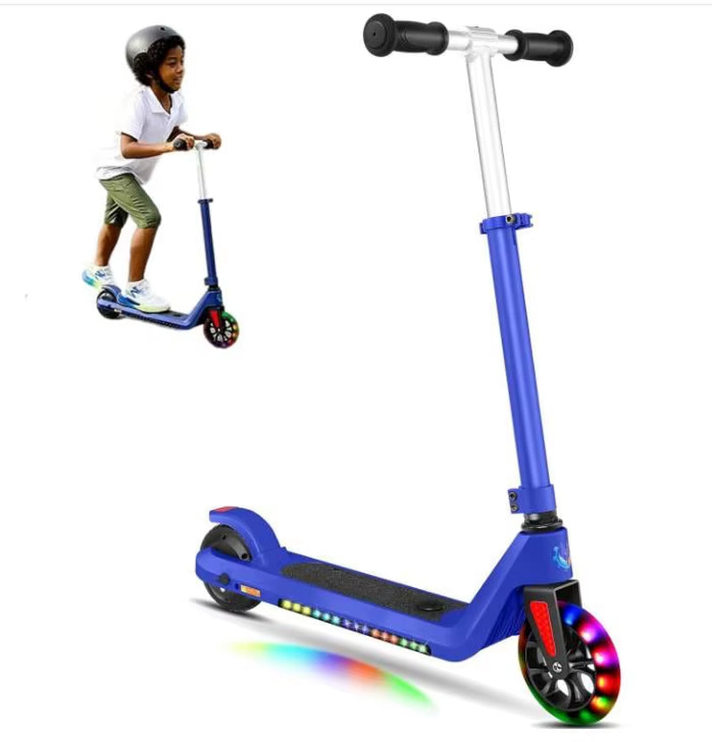 Electric Scooter for Kids Ages 6-14,120W Motor,Colorful Light,Adjustable Height&Speed,Foldable Scooter,Ul 1 Year Warranty
