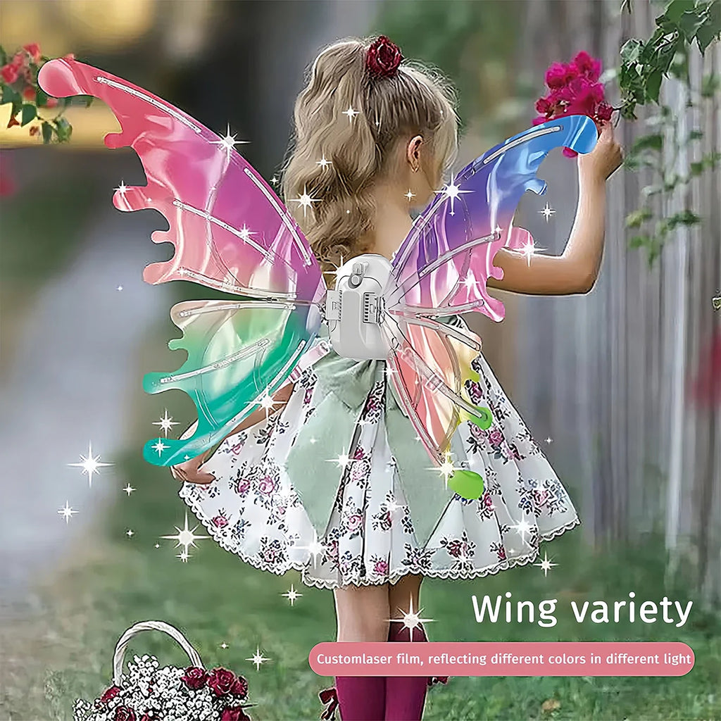 Children Electric Butterfly Wings Elf Wings Costume Magic Led Bats Wing Cosplay Dress up for Kids Birthday Gift Toys