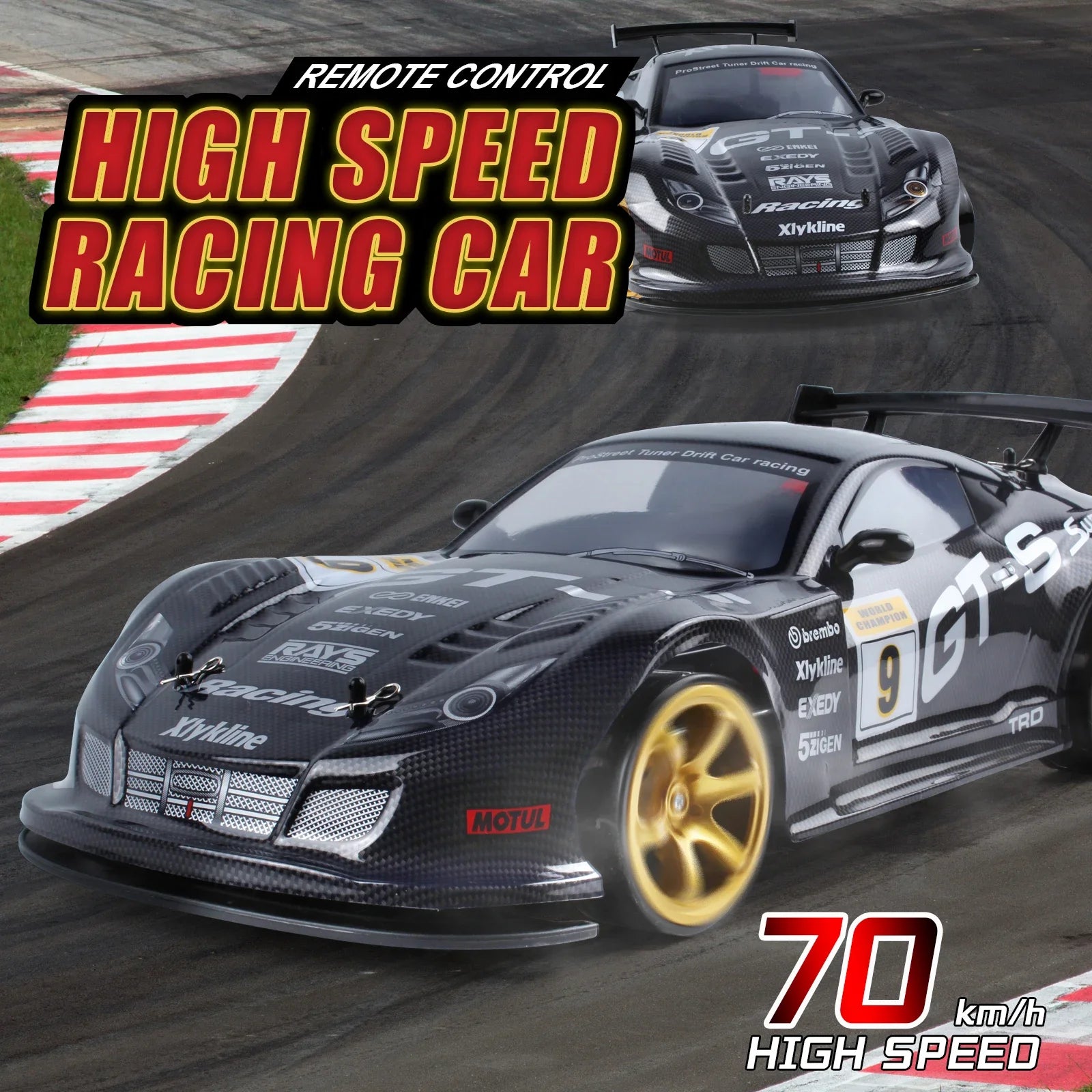 HOT 1:10 4Wd 70Km/H High Speed Drift Racing RC Car Simulation Gtr Car Toy Off-Road Rc Car Kids Toys