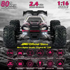1:16 80Km/H Brushless RC Drift Car with LED Lights  Electric High Speed Racing Remote Control Monster Truck for Kids Adults