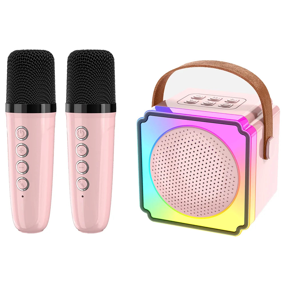 Karaoke Machine for Kids Portable Bluetooth Speaker with Wireless Microphones Birthday Family Party Gifts for Girls Boys Toys