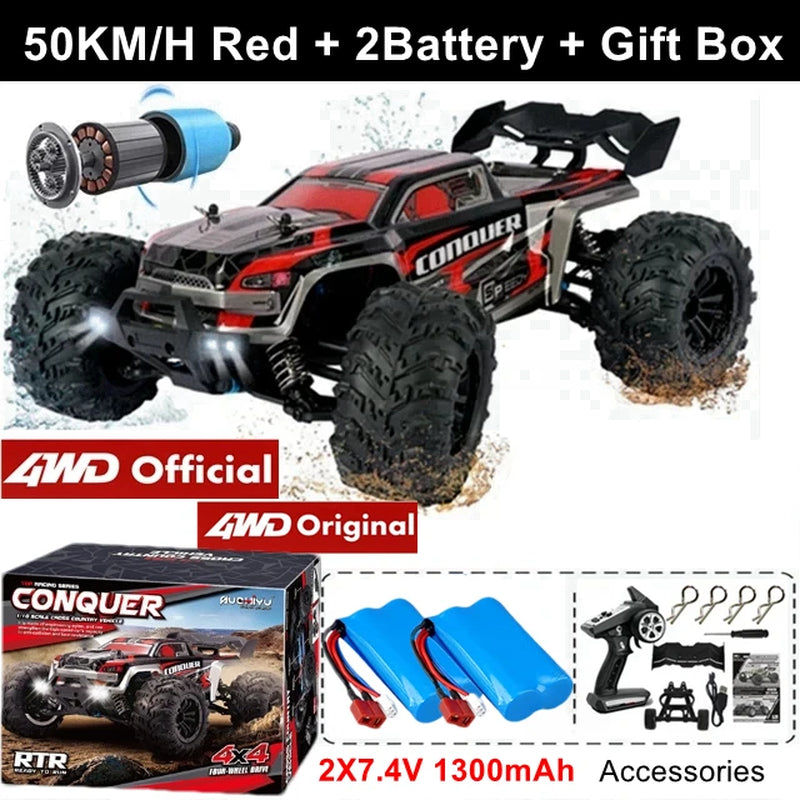 1:16 80Km/H Brushless RC Drift Car with LED Lights  Electric High Speed Racing Remote Control Monster Truck for Kids Adults