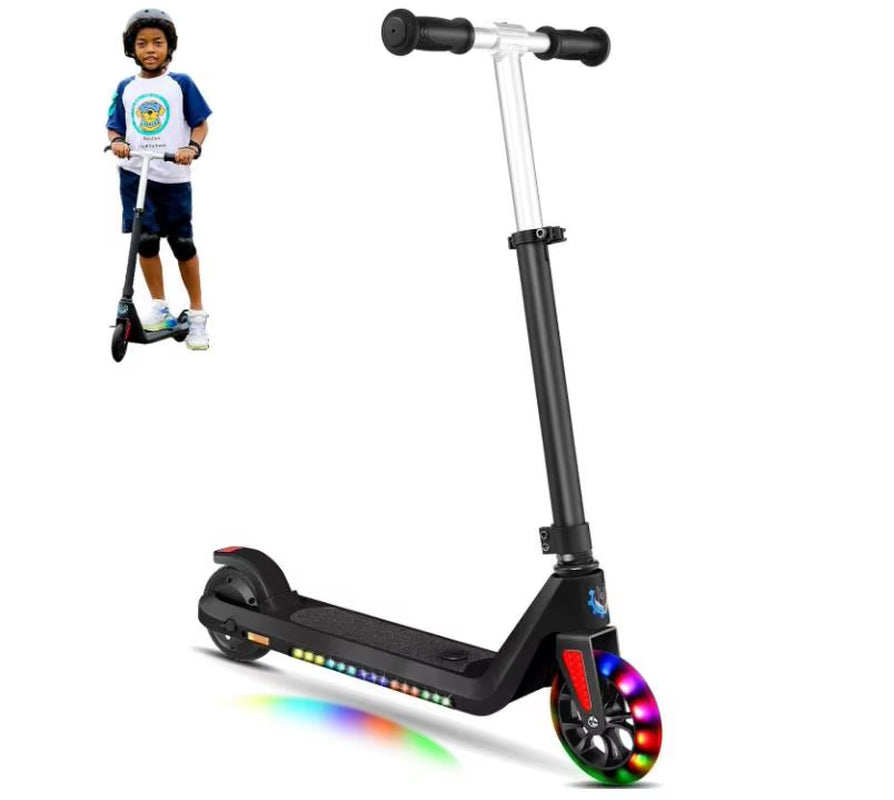 Electric Scooter for Kids Ages 6-12,120W Motor,10 MPH Max Speed & 7 Miles,Colorful Lights,Adjustable Height & Speed,Led