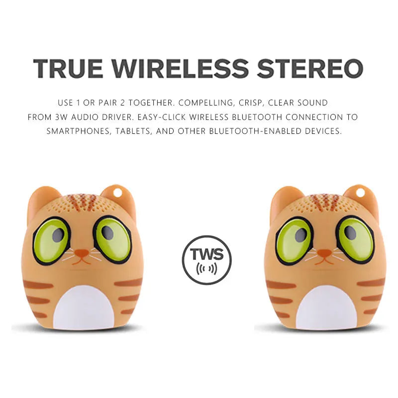 Mini Bluetooth Speaker 3W TWS Stereo Small Wireless Speaker Portable Animal Pet Micro Speaker Christmas