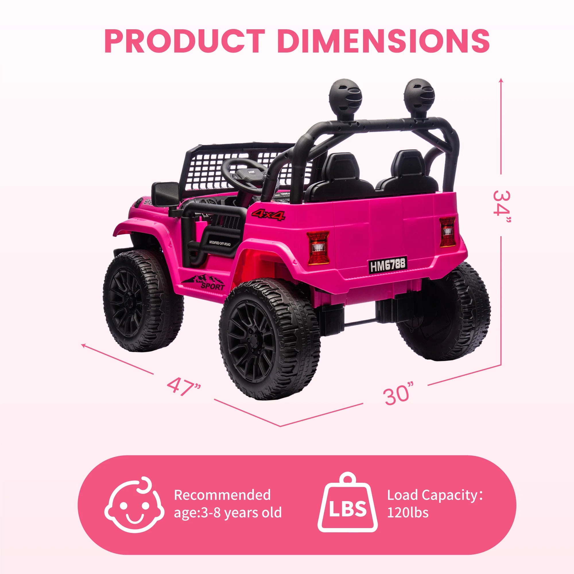 24V Two Seater Electric Car for Kids, Ride on Car with Remote Control, with 3 Speeds Adjustable, LED Headlight, Bluetooth, Music
