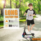 Electric Scooter for Kids Ages 6-14,120W Motor,Colorful Light,Adjustable Height&Speed,Foldable Scooter,Ul 1 Year Warranty
