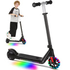 Electric Scooter for Kids Ages 6-14,120W Motor,Colorful Light,Adjustable Height&Speed,Foldable Scooter,Ul 1 Year Warranty