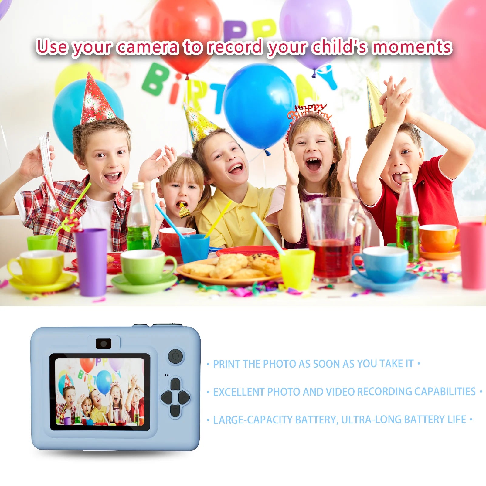 Digital Children Camera for Photography Mini Printer Portable Thermal Instant Print Photo Kids Camera 2.8Inch HD Video Toy Gifts