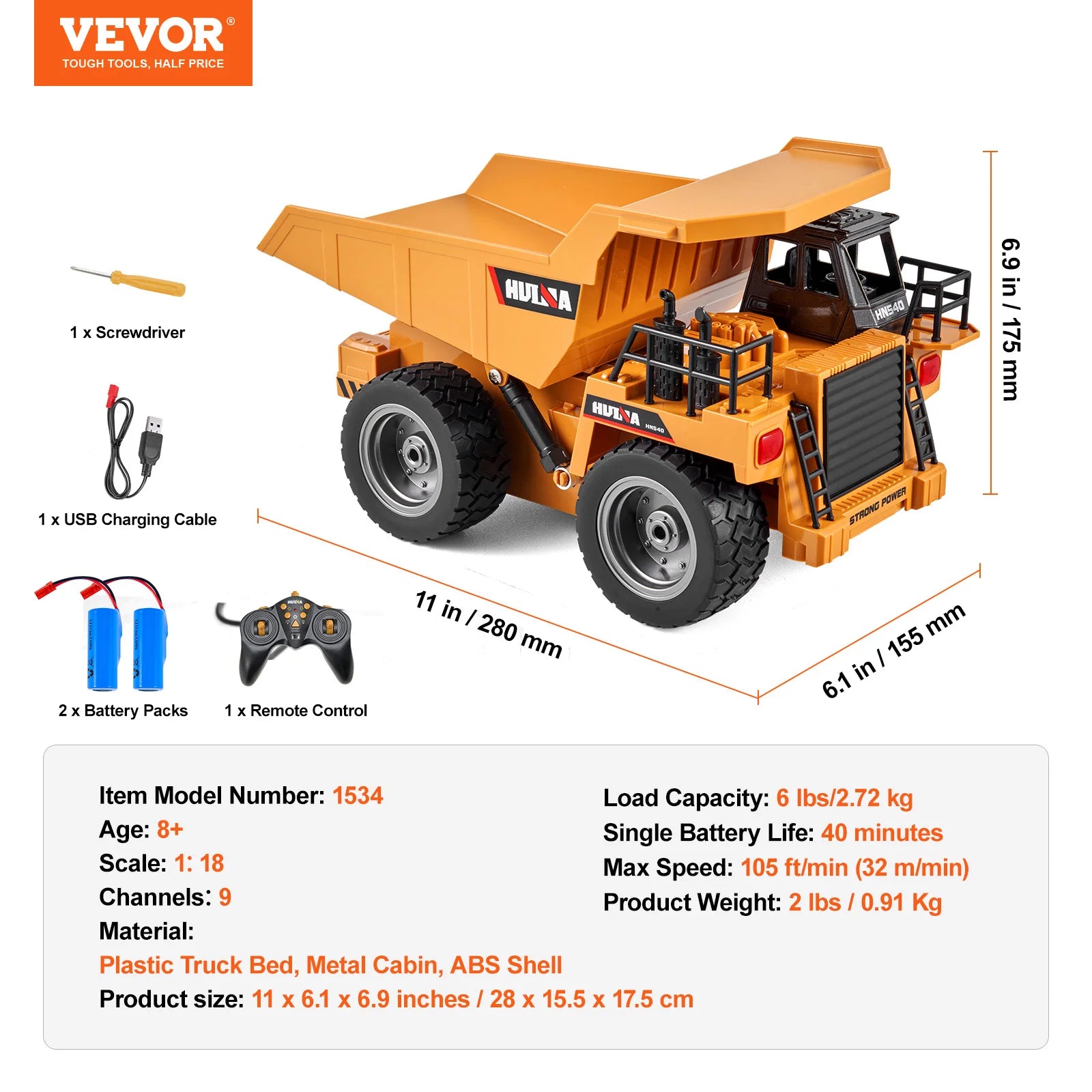 RC Car Children Toys Remote Control Dump Truck Toys 9-Channel with Battery for Toddlers Electric Car Kids Toys Gift