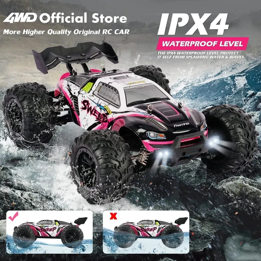 1:16 80Km/H Brushless RC Drift Car with LED Lights  Electric High Speed Racing Remote Control Monster Truck for Kids Adults